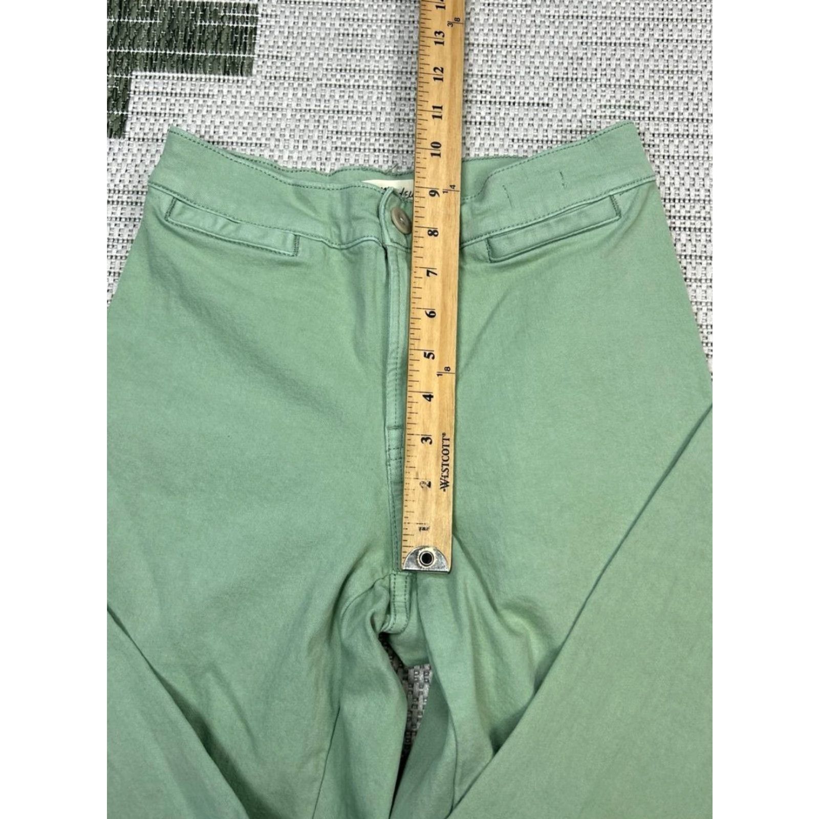 Madewell Madewell Emmett Wide Leg Cropped Pants Womens 25P Green Stretch Mid Rise Canvas Button Zip Flat Front Casual Travel Size 42" / US 20 - 4 Thumbnail