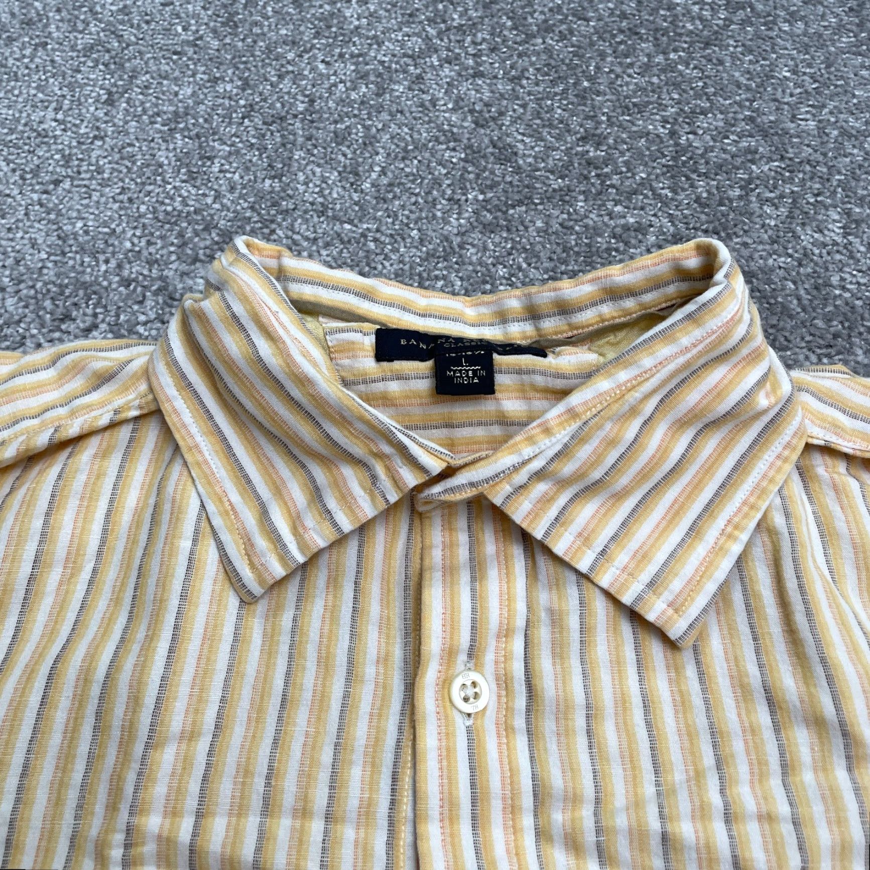 Banana Republic Banana Republic Classic Dress Shirt Mens L Yellow Striped Linen Blend Casual Shirt Size US L / EU 52-54 / 3 - 2 Thumbnail