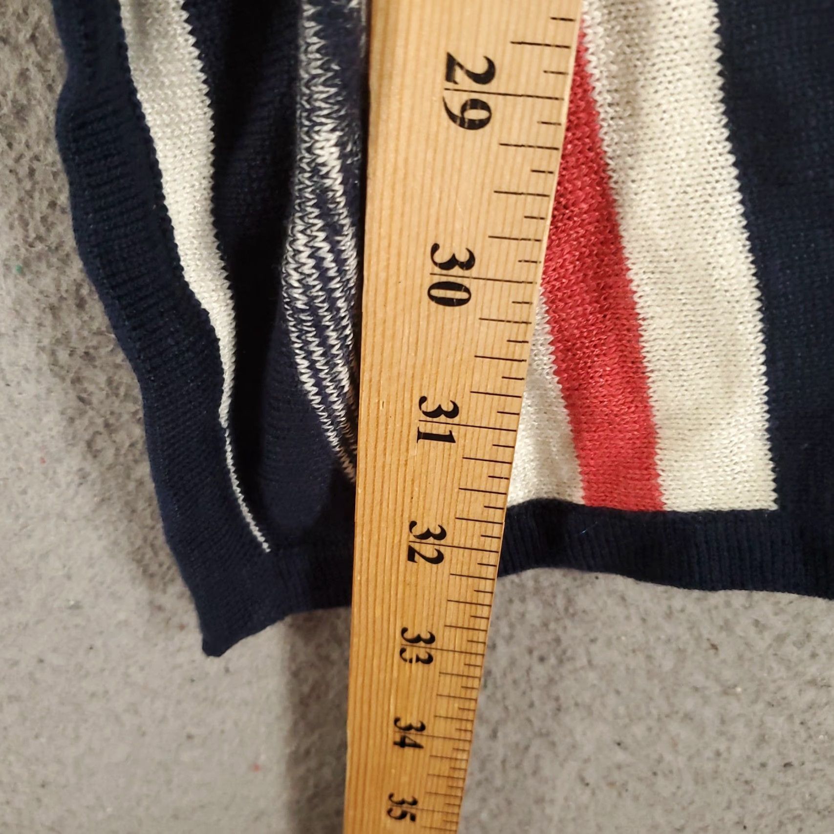 Vintage CATHERINES Women's Cardigan Sweater Open Front Knit Casual Plus Size 1X Navy Blue Red White Trim Size XL / US 12-14 / IT 48-50 - 3 Thumbnail