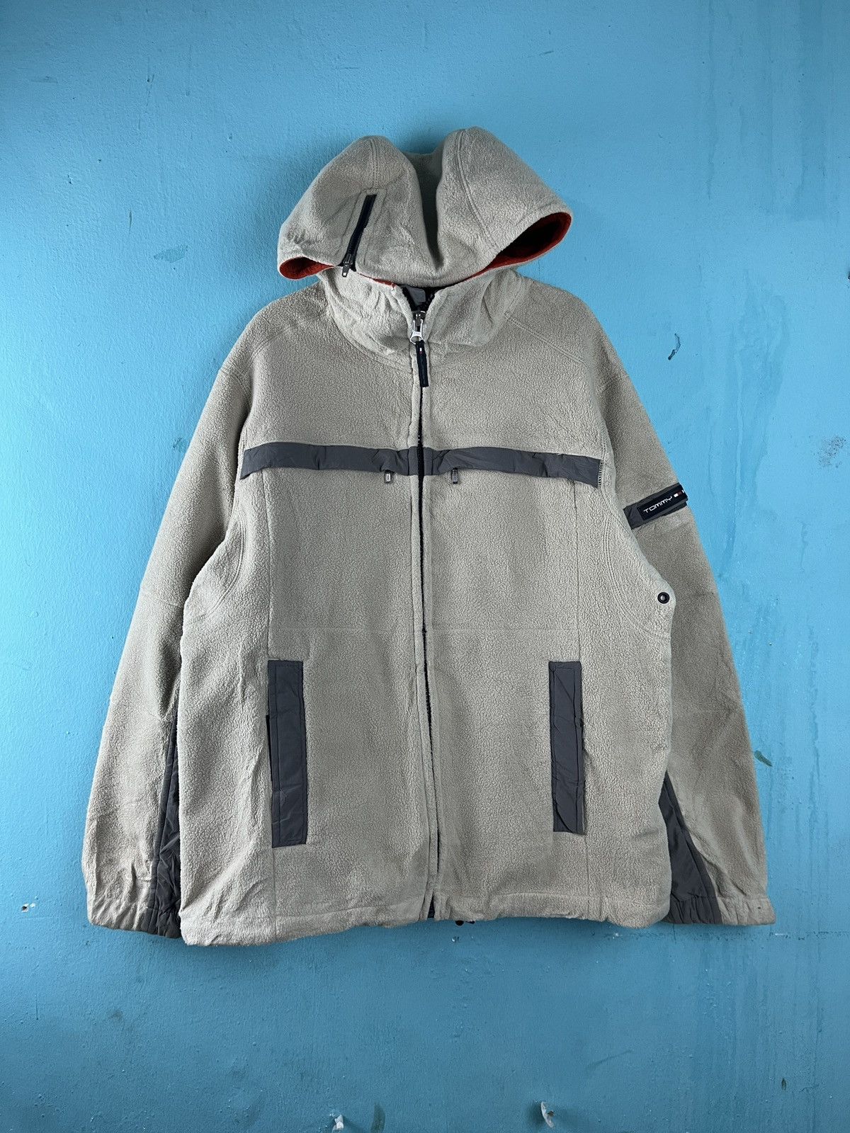 Vintage Y2K Beige Tommy Hilfiger Fleece Jacket