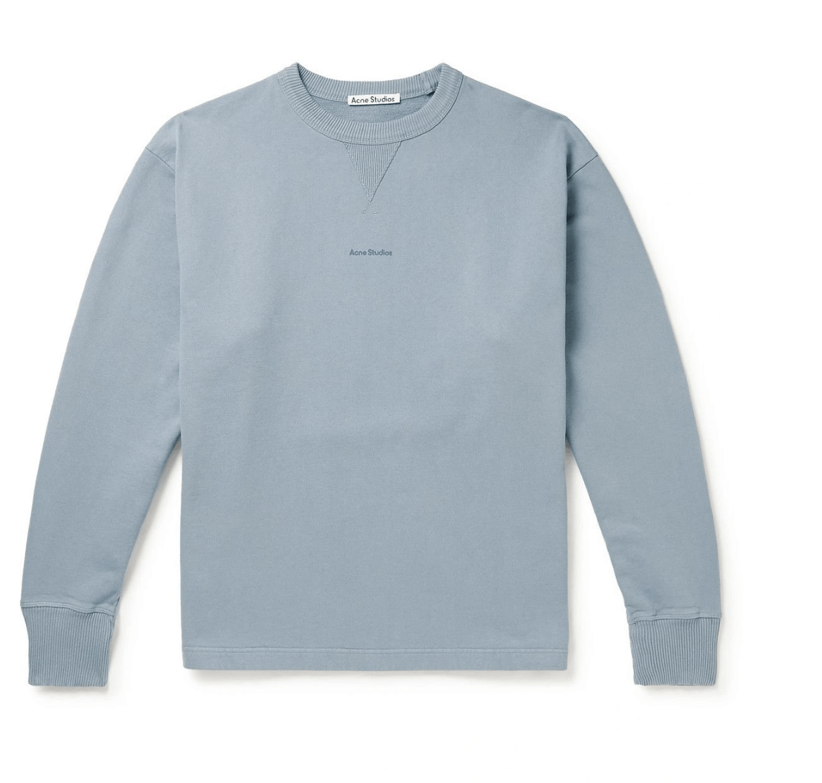 image of Acne Studios - Logo-Print Cotton-Jersey Sweatshirt - Blue, Men's (Size Large)