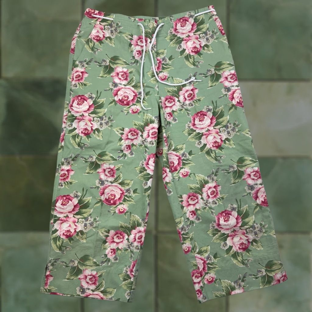 Ralph Lauren VINTAGE Lauren Ralph Lauren Capri Pants Womens 10 Floral Tropical Preppy Y2K Capri Pants Womens 10 Green Floral Summer Beach Hawaiian Size 32" / US 10 / IT 46 - 1 Thumbnail