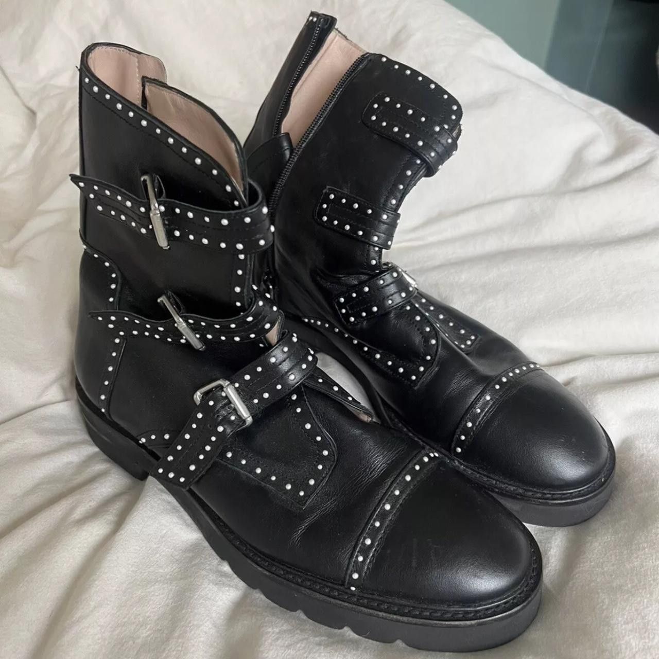 Stuart Weitzman Stuart Weitzman Leather Studded Accents Combat Boots 11.5 US Size US 11.5 / IT 41.5 - 4 Thumbnail