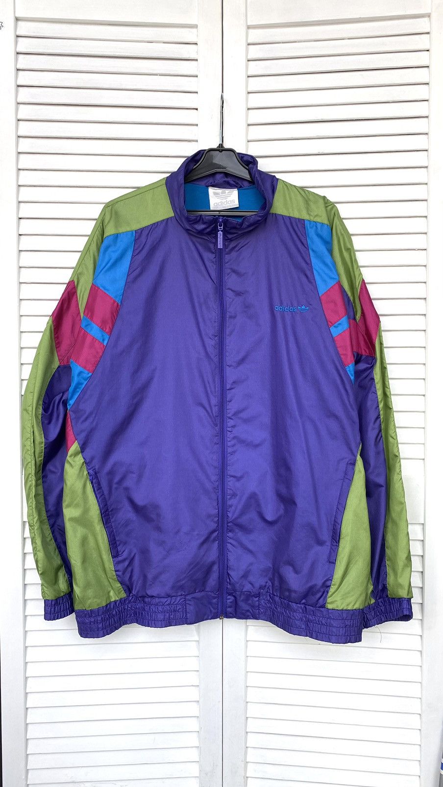 Adidas × Vintage Vintage Adidas Track Retro Jacket Nylon 90s Purple Size US XL / EU 56 / 4 - 4 Thumbnail