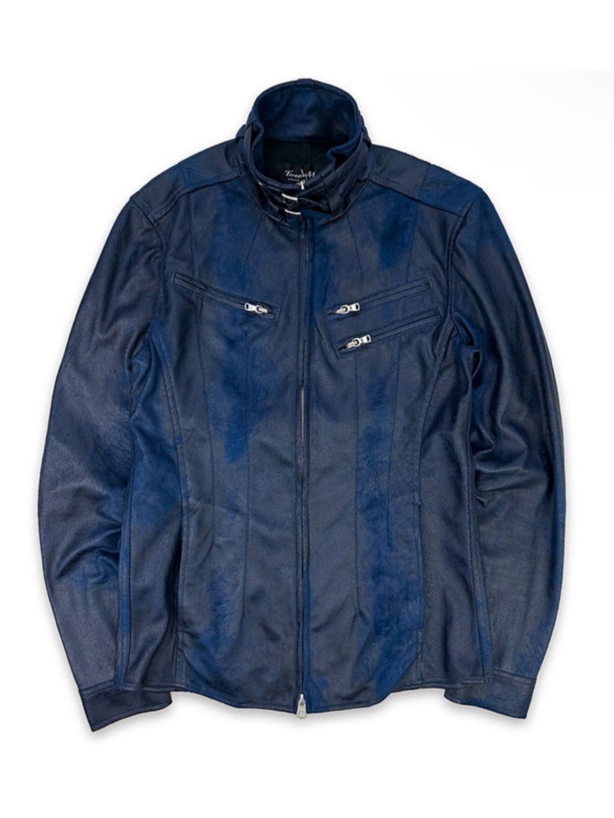 image of Tornado Mart Blue Gradient Multi-Zip Biker Jacket, Men's (Size Medium)