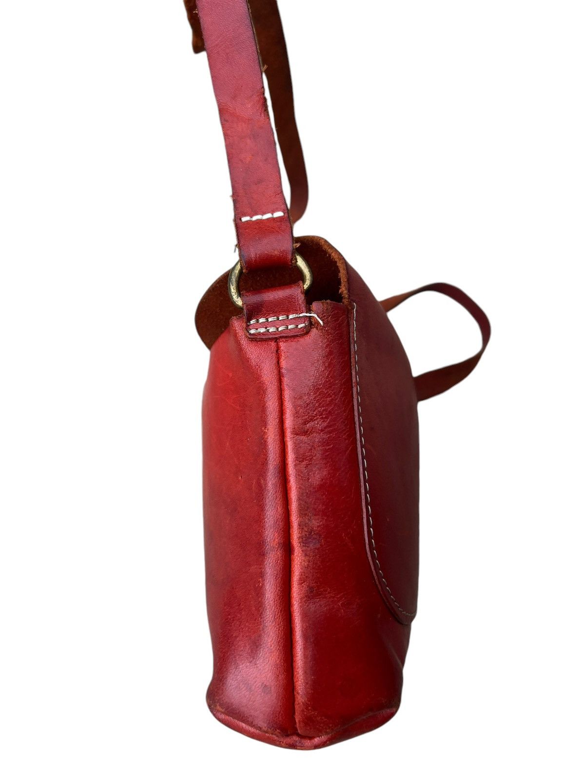 Leather Vintage Kissora Japan Fade Distress Patina Leather Sling Bag Size ONE SIZE - 13 Thumbnail