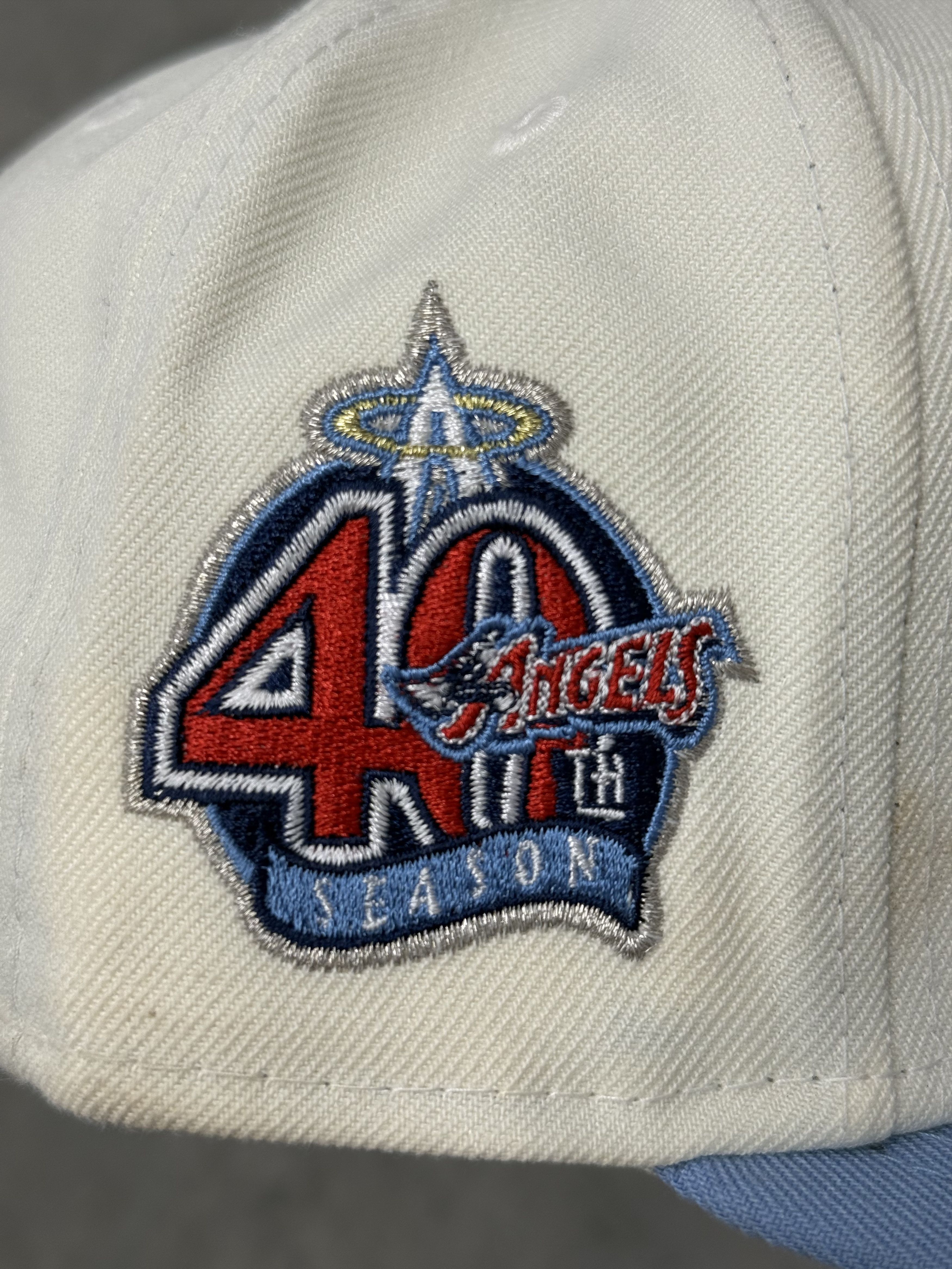 Hat Club 7 3/8 Anaheim Angels Cream Fitted Hat Club 40th Season Patch Size ONE SIZE - 3 Thumbnail