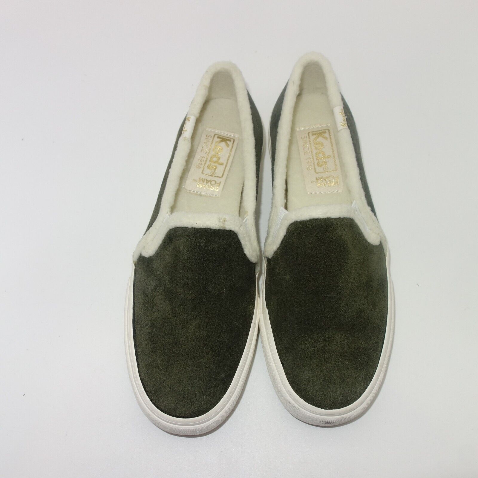Keds NEW Keds Double Decker Suede Shearling Slip On Forest Olive Size US 5.5 / IT 35.5 - 8 Thumbnail