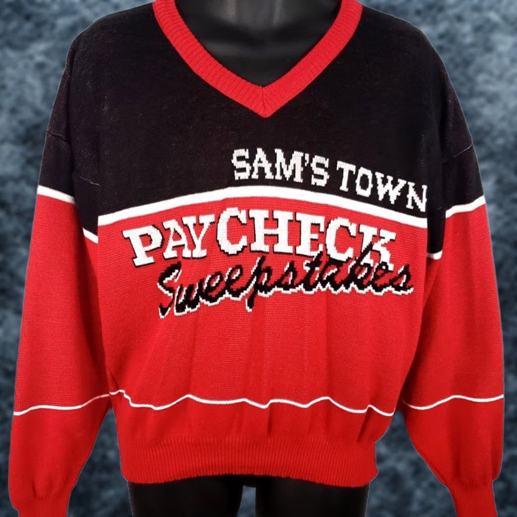 Vintage VINTAGE Paragon Sams Town Vegas Sweater Mens Size Large Red 80s Casino Made In USA V Neck Sweater Size US L / EU 52-54 / 3 - 1 Thumbnail