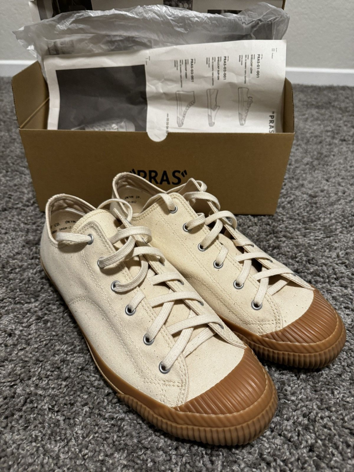 Japanese Brand PRAS SHELLCAP LOW SNEAKERS KINARI/GUM Size US 11 / EU 44 - 1 Thumbnail
