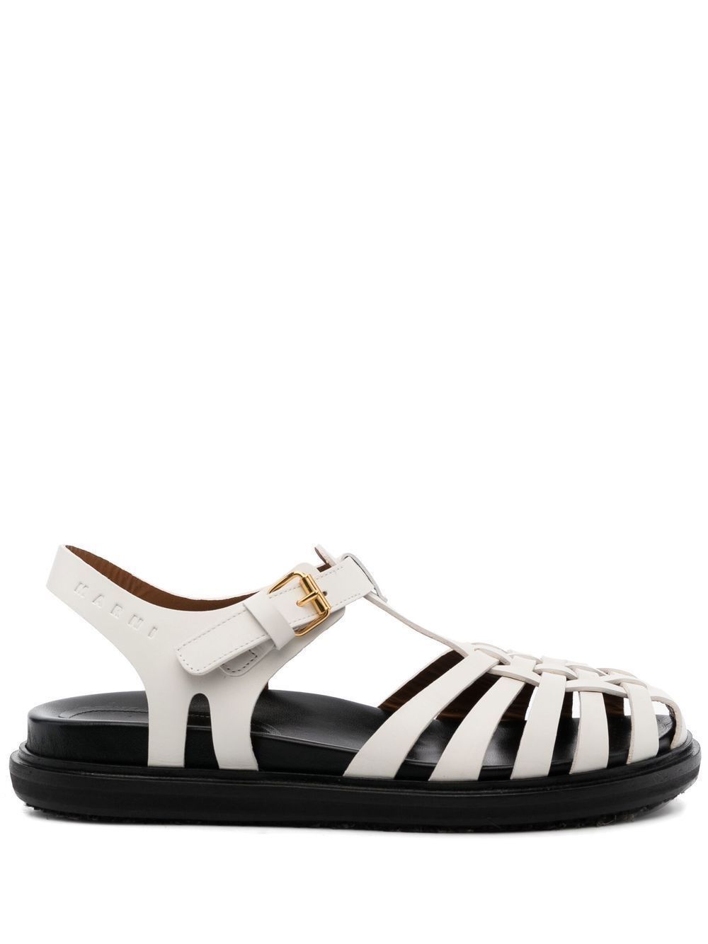 o1w1db10524 Plain Leather Sandals in Black/White