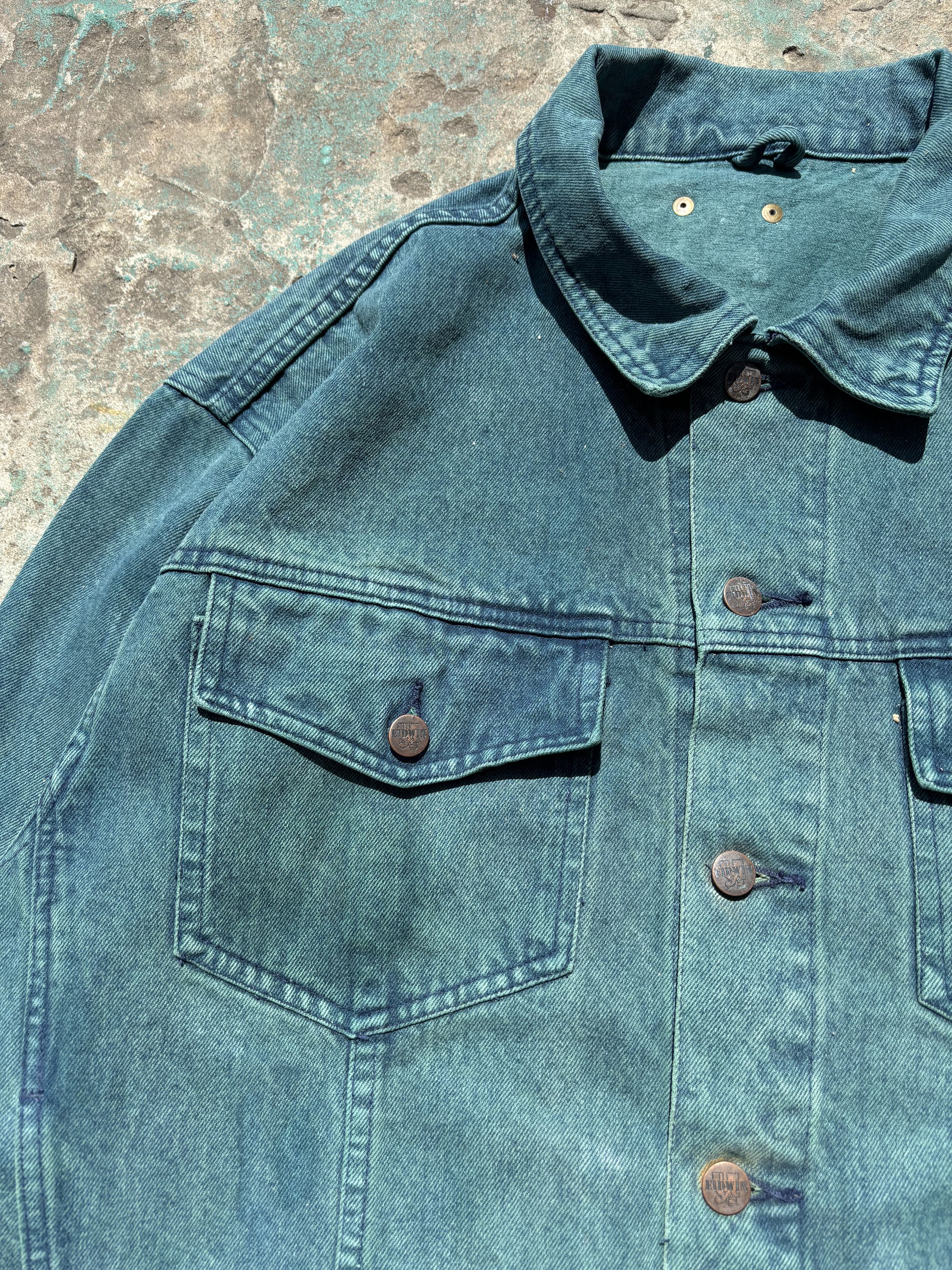 Edwin × Japanese Brand Vintage Rare Edwin Green Denim Jacket Size US XL / EU 56 / 4 - 4 Thumbnail