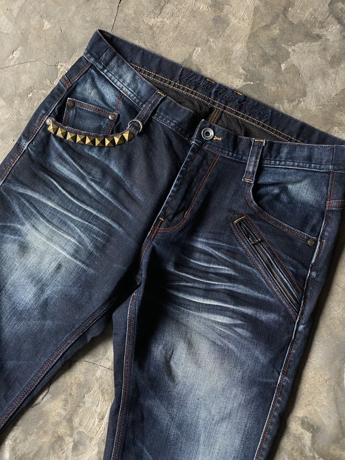 Japanese Brand STUDDED NICOLE CLUB FOR MEN INDIGO WHISKER BOOTCUT Size US 32 / EU 48 - 5 Thumbnail