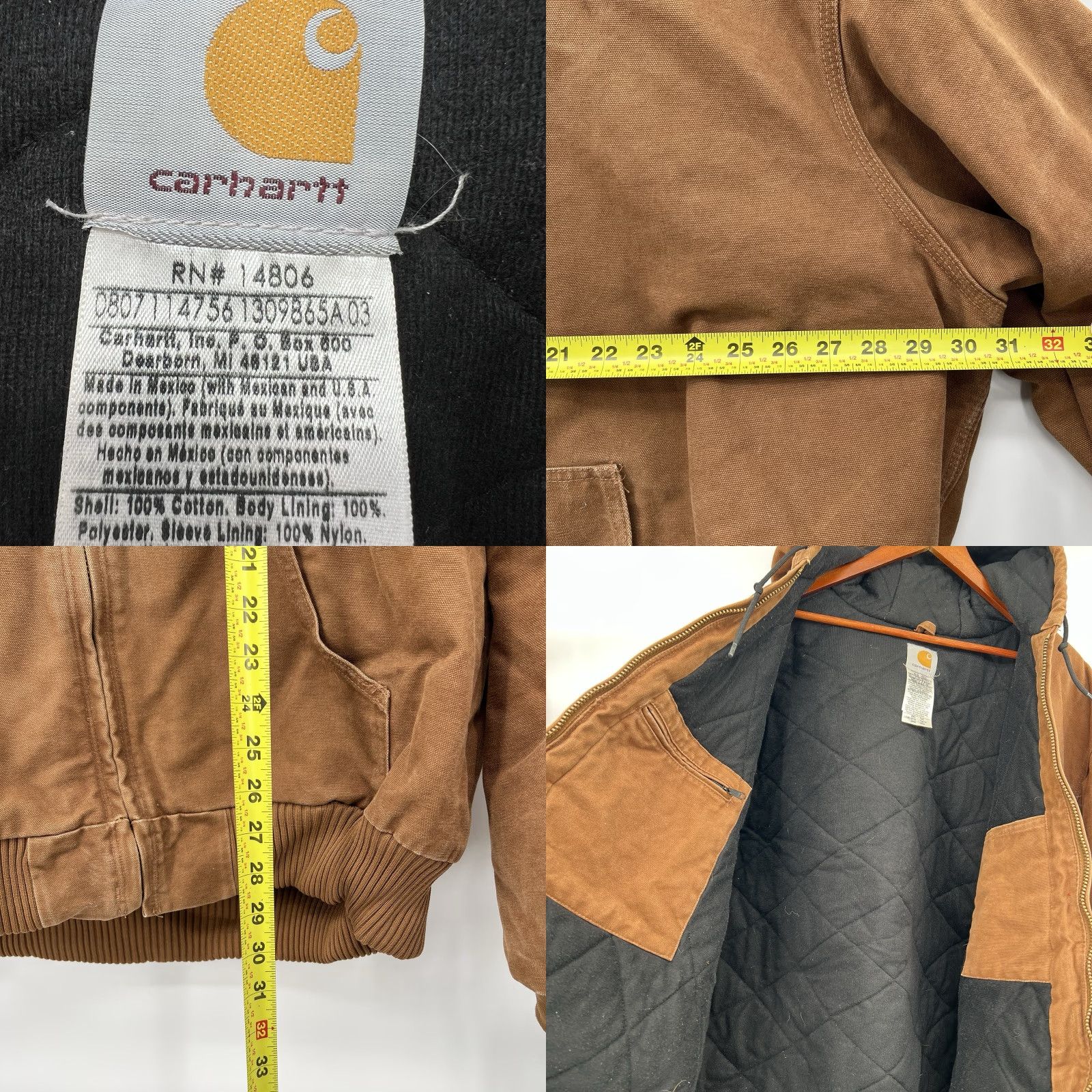 Carhartt VINTAGE Carhartt J130 Brown Hooded Jacket Work Coat 2XLT Bomber Jacket Casual Workwear Mens Brown 90s Size US XXL / EU 58 / 5 - 8 Thumbnail
