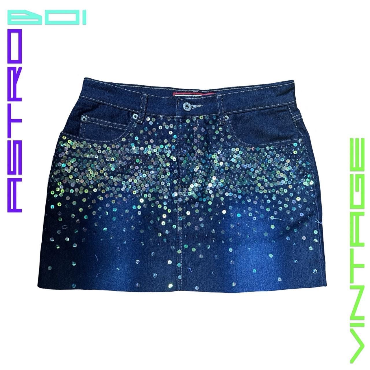 Other VINTAGE Y2K VANILLA STAR JEANS SEQUIN BLUE DENIM SKIRT _ 28" Size 28" / US 6 / IT 42 - 2 Thumbnail