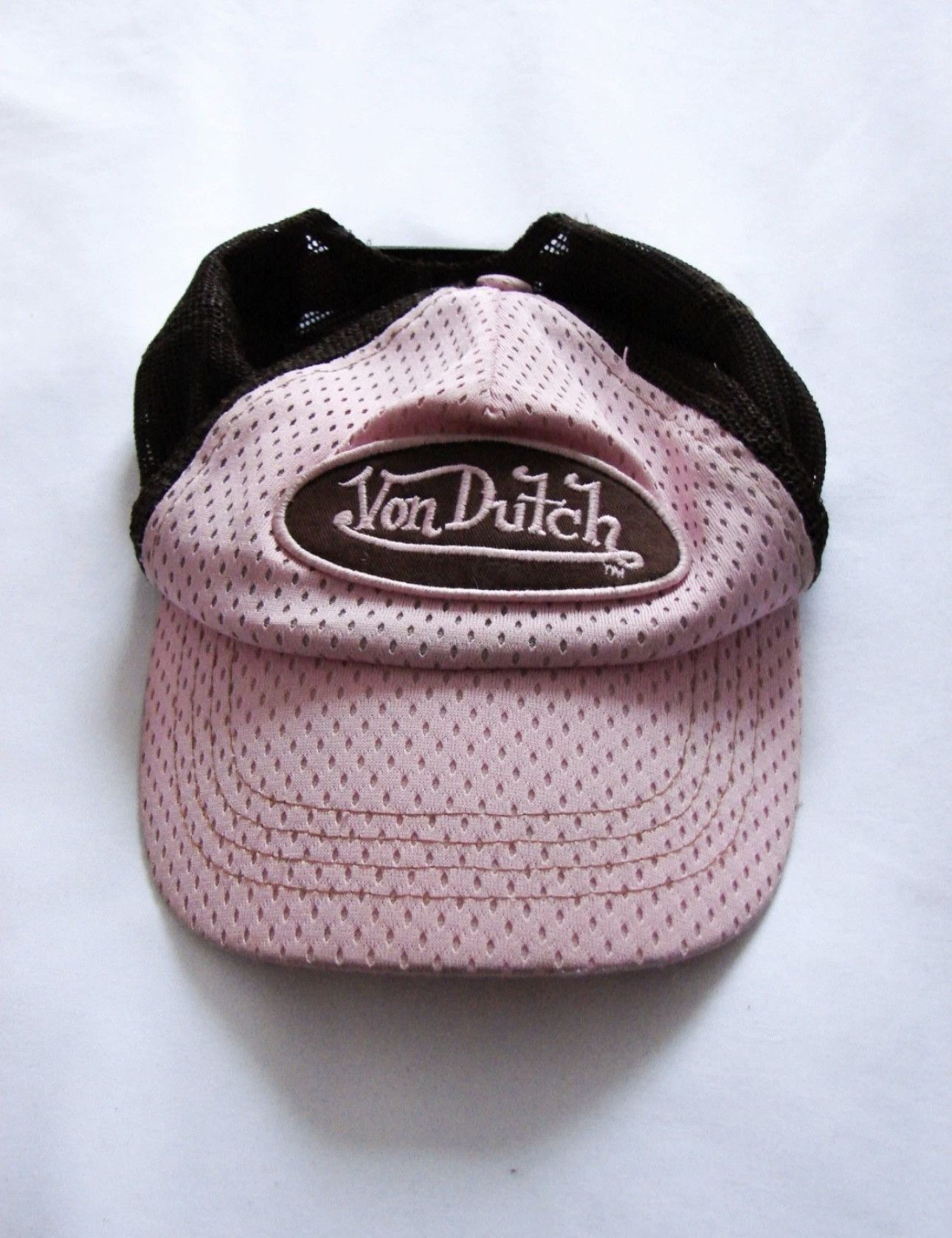 Vintage Y2K Pink Striped Von Dutch Patch Trucker Hat Von Dutch Brown & Pink Classic Trucker Hat | Chicago City Sports main image 4