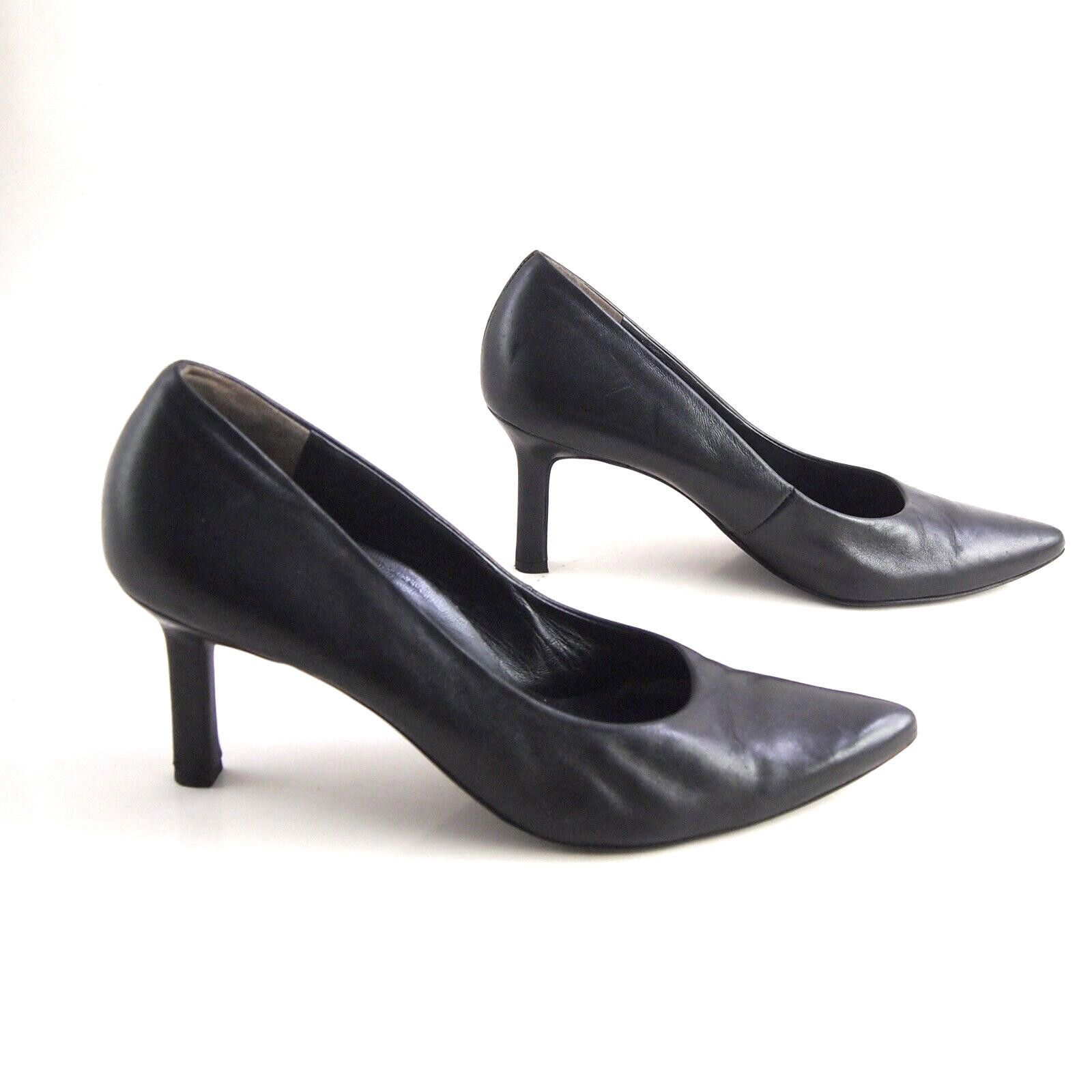Designer Paul Green Mid Heel Pumps Black Leather US 8 UK 5.5 Size US 8 / IT 38 - 5 Thumbnail