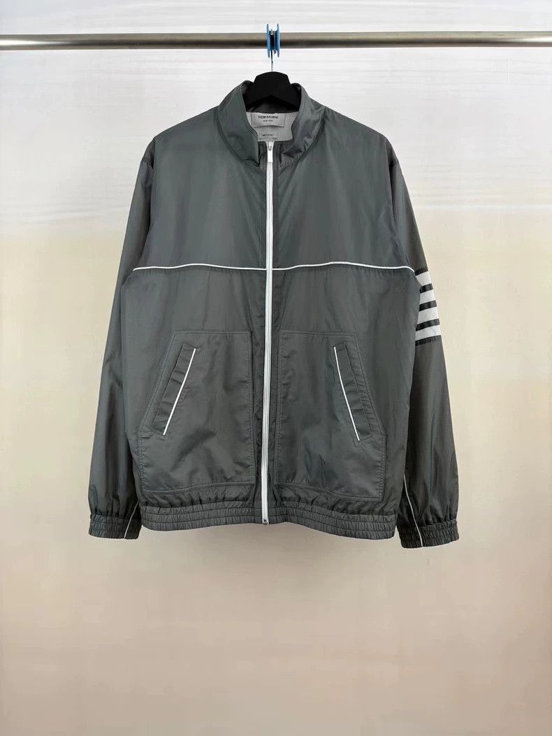 Thom Browne Thom Browne Gray Striped Nylon Jacket - dmc Size US L / EU 52-54 / 3 - 1 Thumbnail