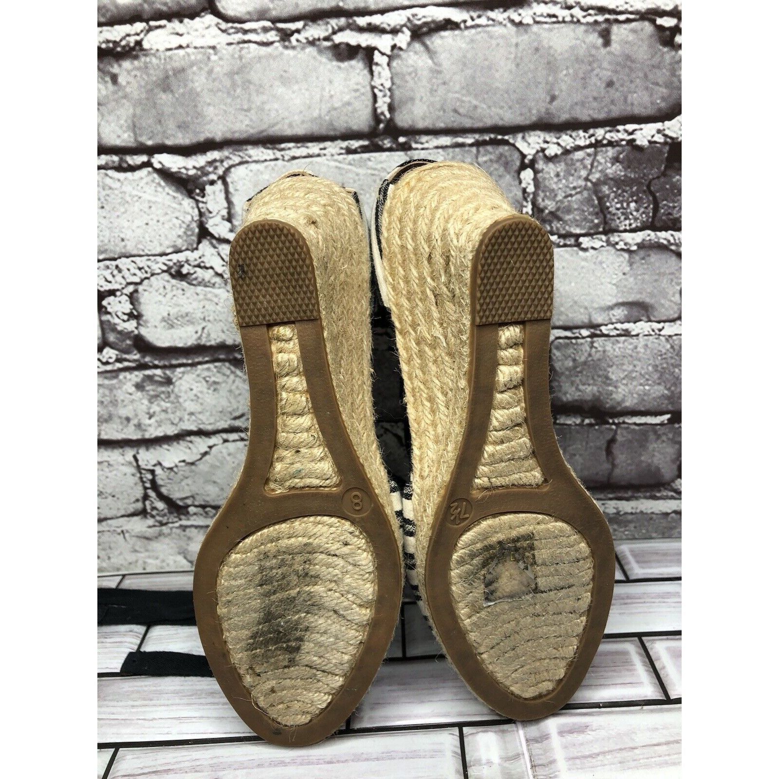 J.Crew J.CREW Eloise Blue Striped Fabric Espadrilles Wedge Ankle Wr Size US 7.5 / IT 37.5 - 7 Thumbnail