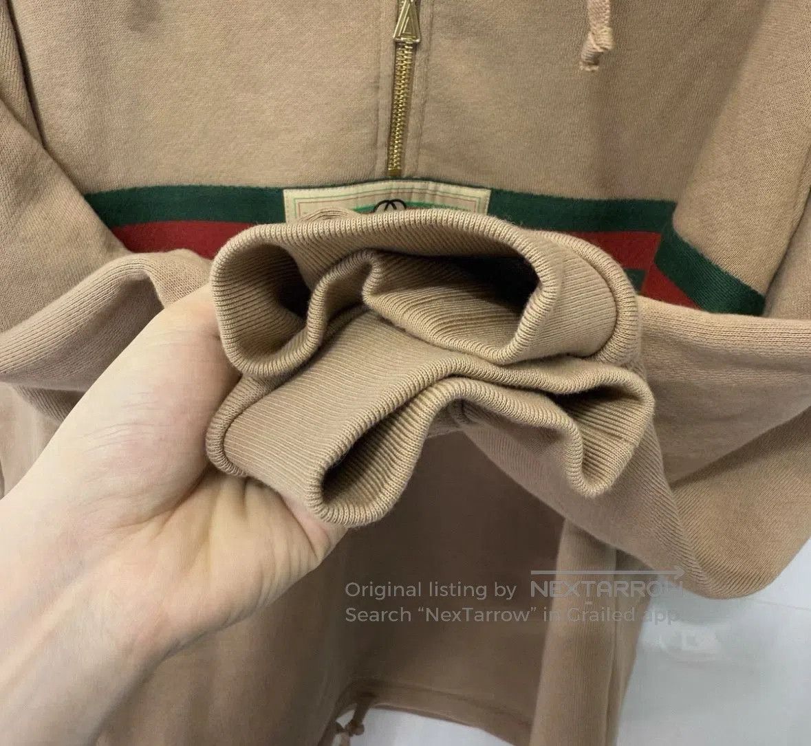 Gucci Brown Logo Print Hooded Sweatshirt.