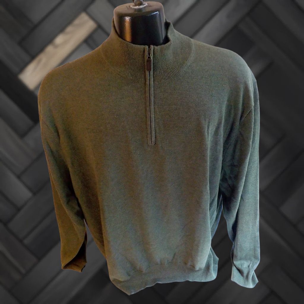Jos. A. Bank VINTAGE Jos. A. Bank 1/4 Zip Pullover Sweater Army Green 2XL NWT Mock Neck 100% Pima Cotton Mens Regular Knit Sweatshirt Size US XXL / EU 58 / 5 - 1 Thumbnail