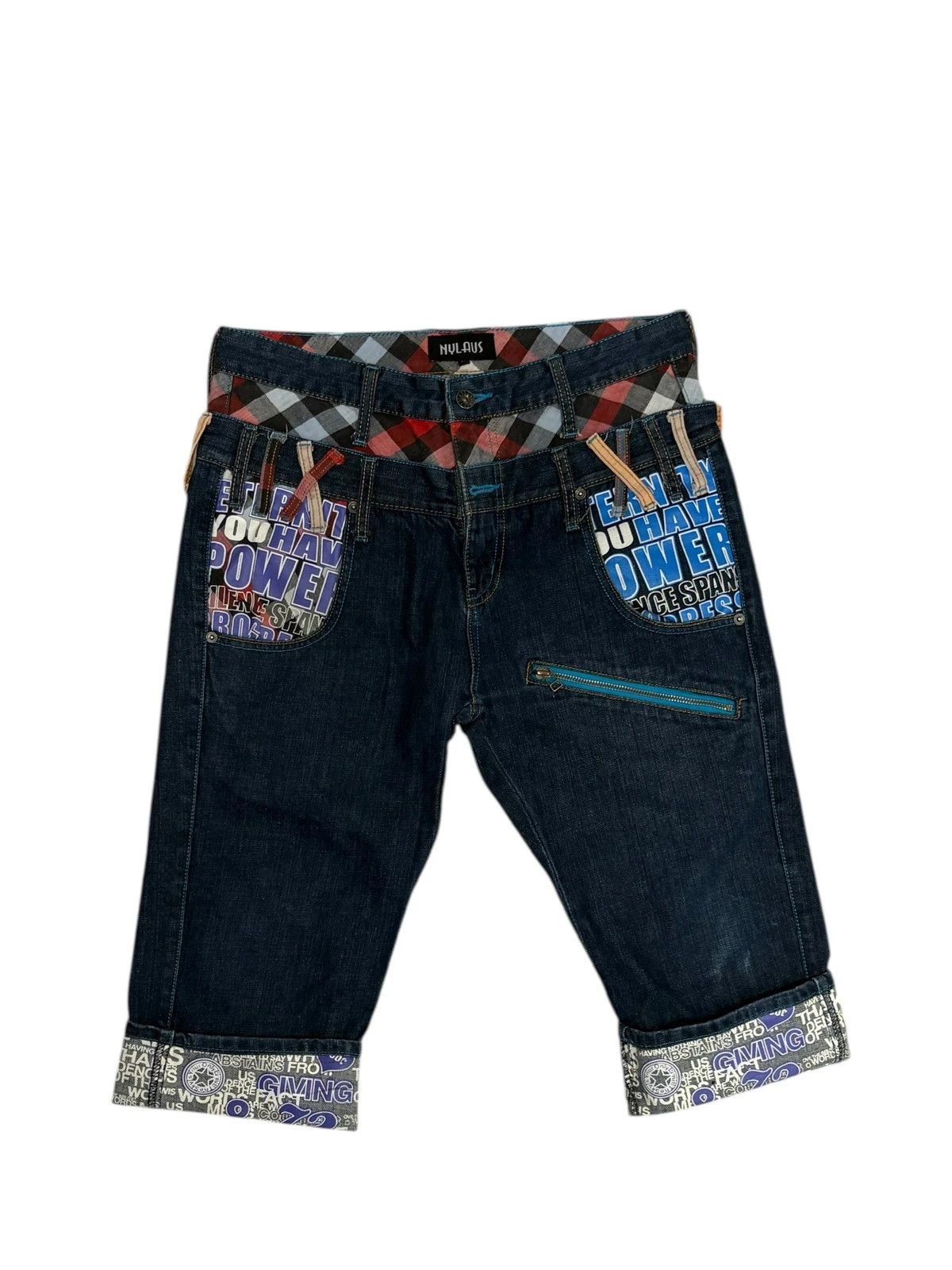 Japanese Brand Japanese brand navy embroided three quarter jeans jorts Size US 32 / EU 48 - 1 Thumbnail