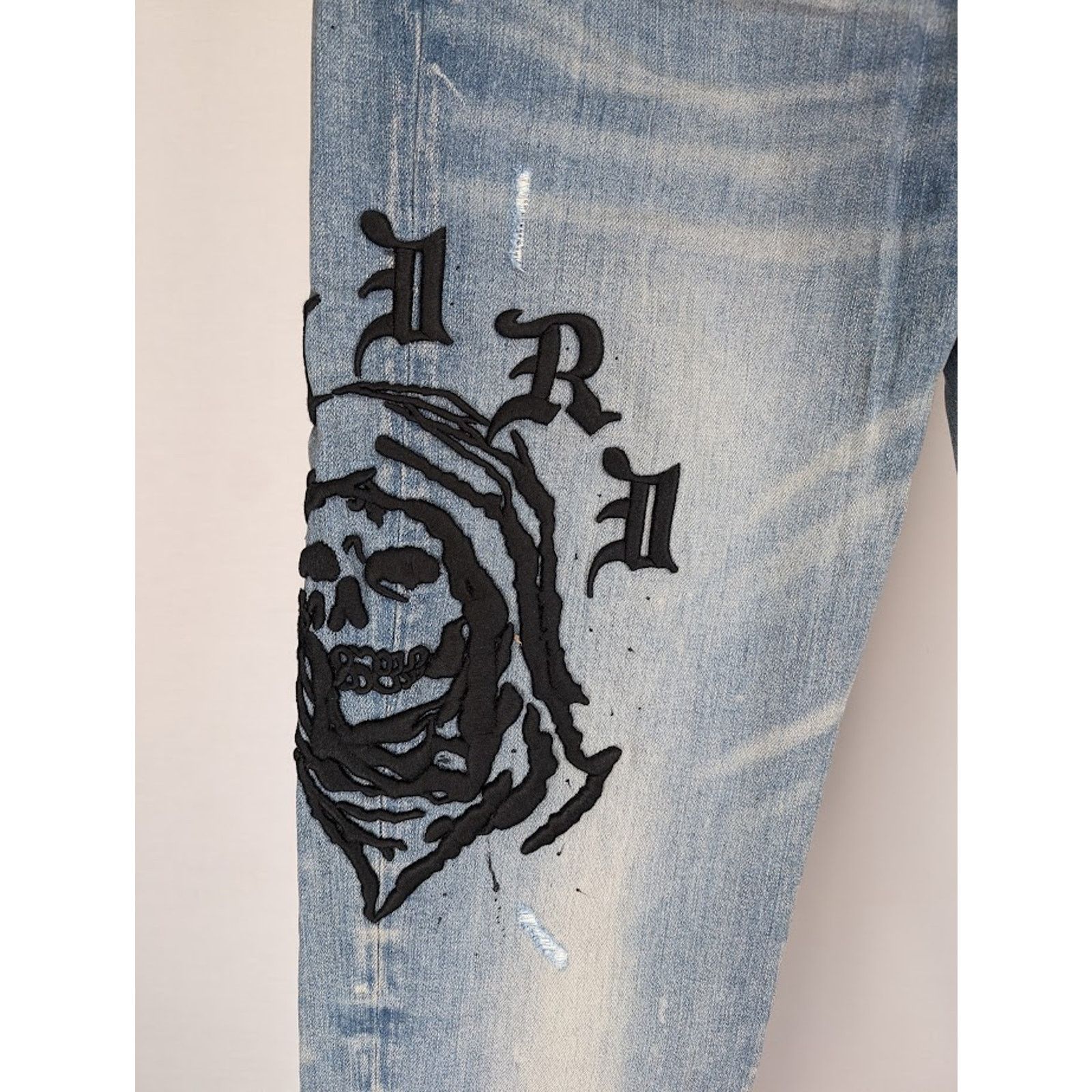 Amiri o1rshd1 Q:3 / Wes Lang Reaper Logo Jeans in Clay Indigo Size US 31 - 7 Thumbnail