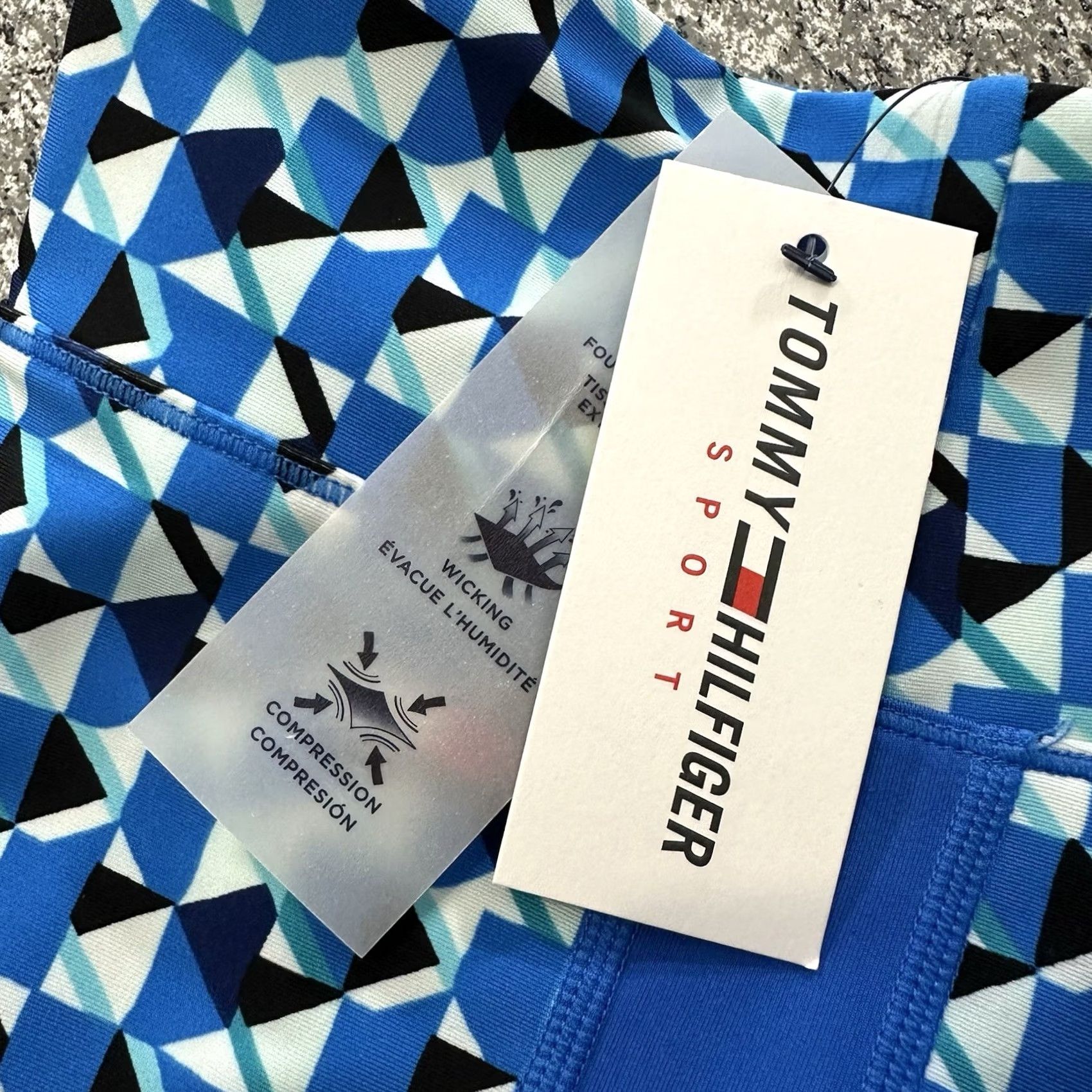 Tommy Hilfiger Tommy Hilfiger Sport Leggings Womens S High Rise Full Tight Gym Training Pilates Geometric Blue 27 in Ankle Stretch Size 28" / US 6 / IT 42 - 3 Thumbnail