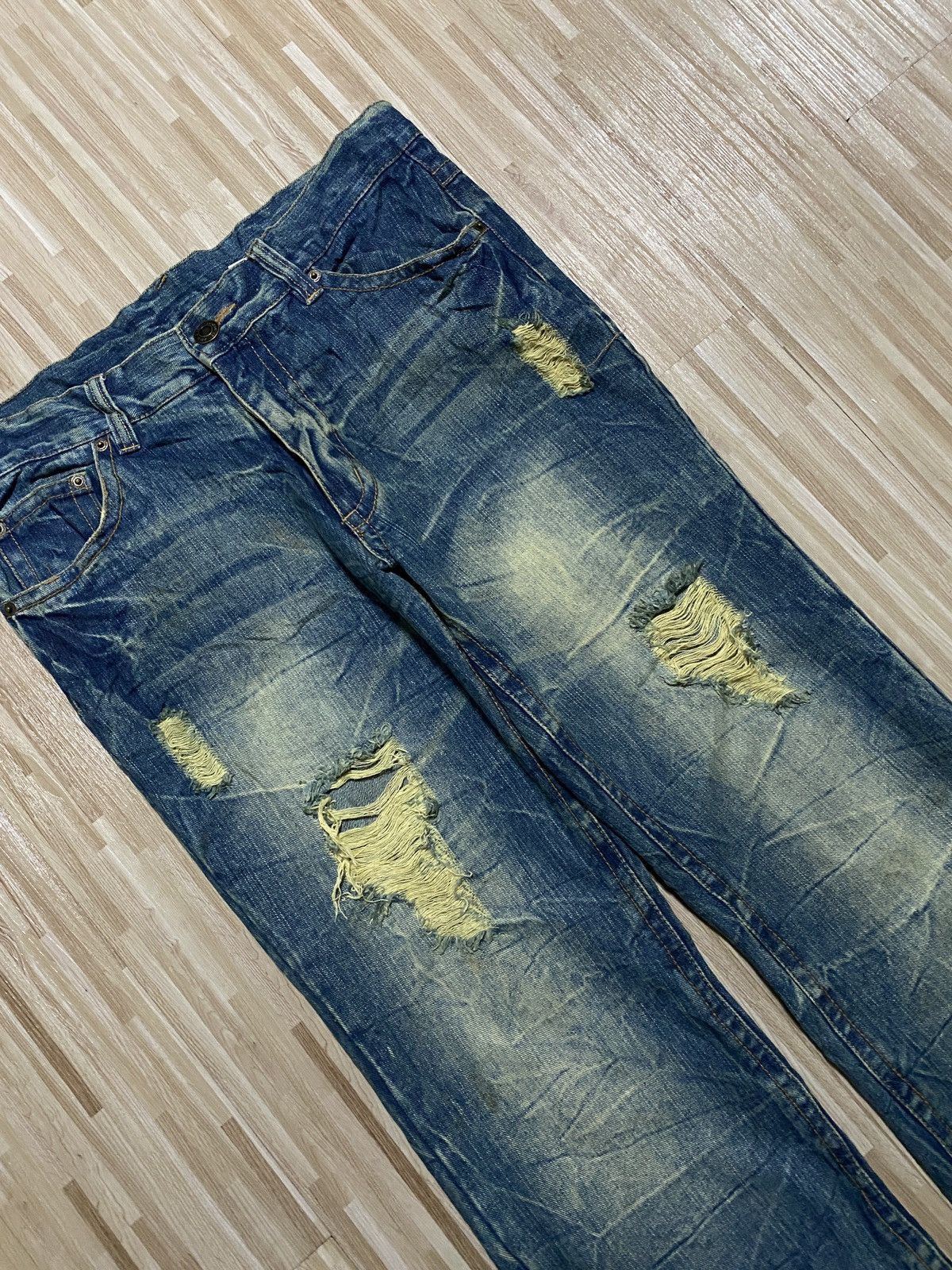 Japanese Brand × Vintage 💥Flare Japanes 90’s Mudwash Distress Ripped Jeans Size US 34 / EU 50 - 5 Thumbnail