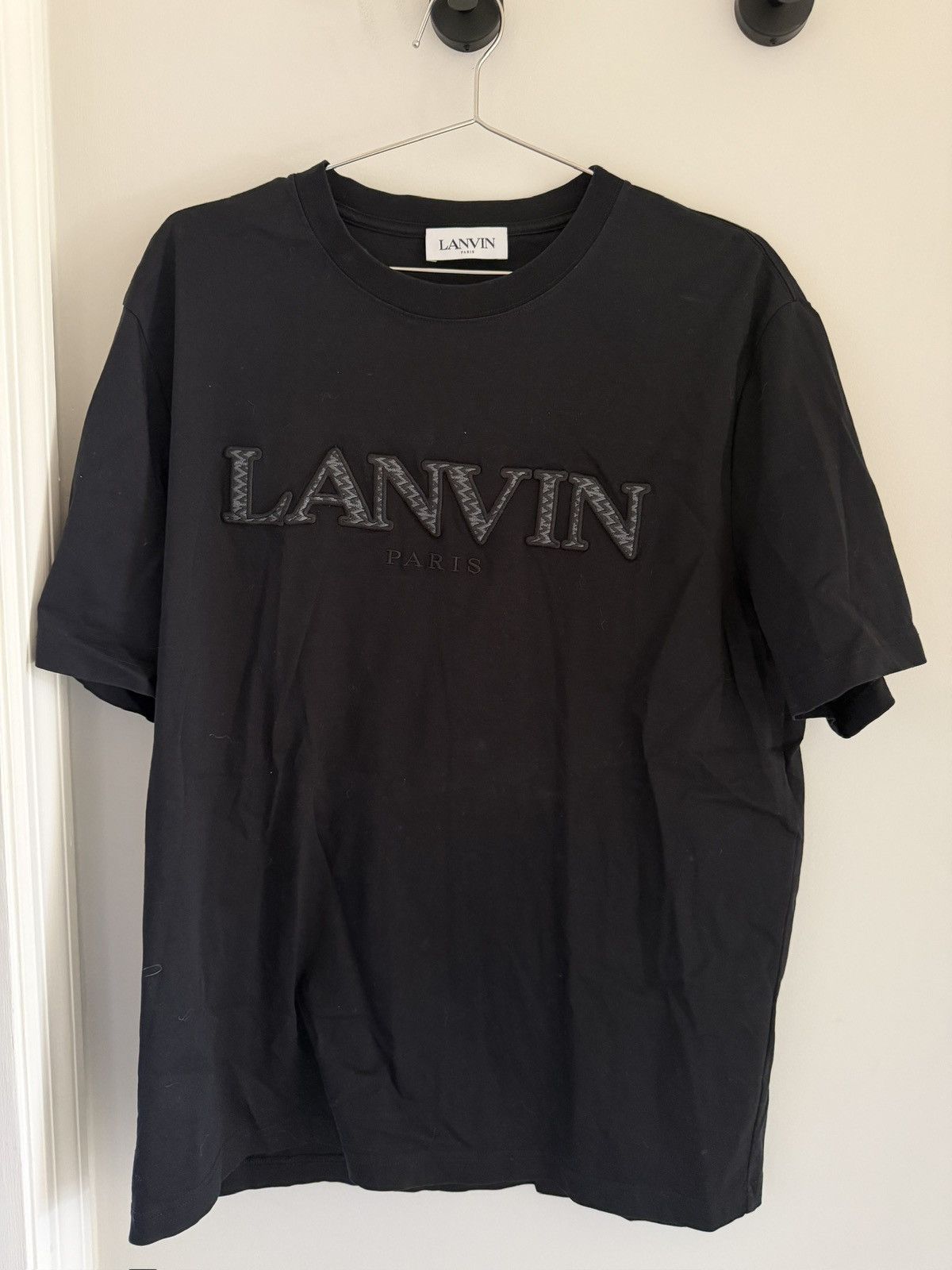 Lanvin Paris Embroidered T-Shirt Black XL Made in Portugal