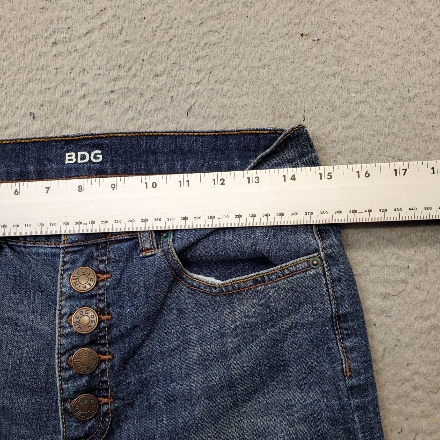 Bdg BDG Twig Ankle Jeans Womens 30 Blue Denim High Rise Stretch Whiskered Button Fly Jeans Women Size 30 Blue Skinny 5-Pocket Design Mens Size 30" / US 8 / IT 44 - 6 Thumbnail