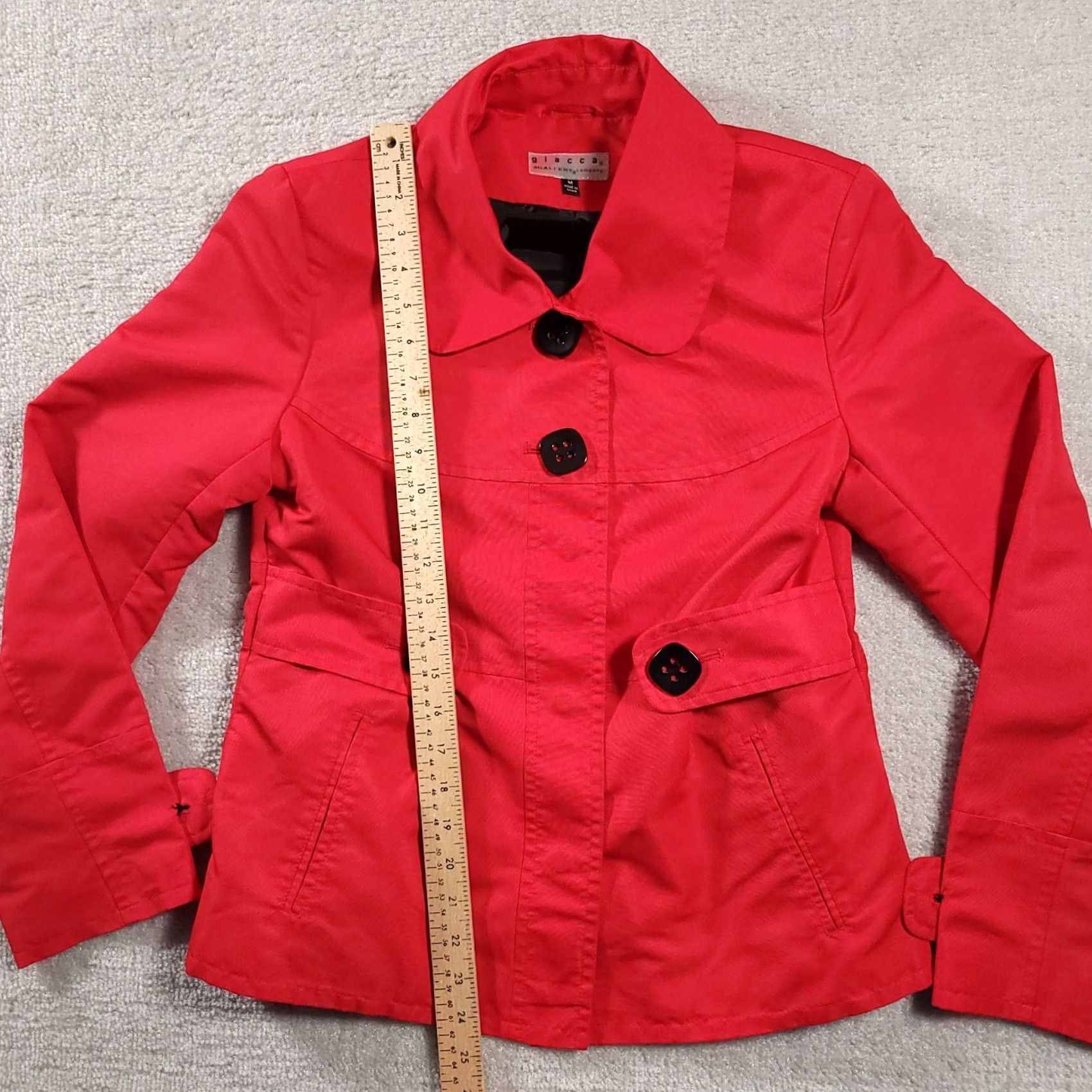 Vintage Giacca Gallery Company Coat Women's M Red Collared Lined Padded Shoulders Jacket Size M / US 6-8 / IT 42-44 - 6 Thumbnail