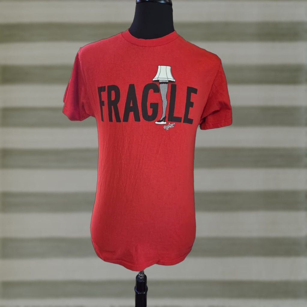 Ripple Junction A Christmas Story Leg Lamp Fragile T-Shirt Ripple Junction Mens M Red Crew Neck Short Sleeve Cotton Size US M / EU 48-50 / 2 - 1 Thumbnail