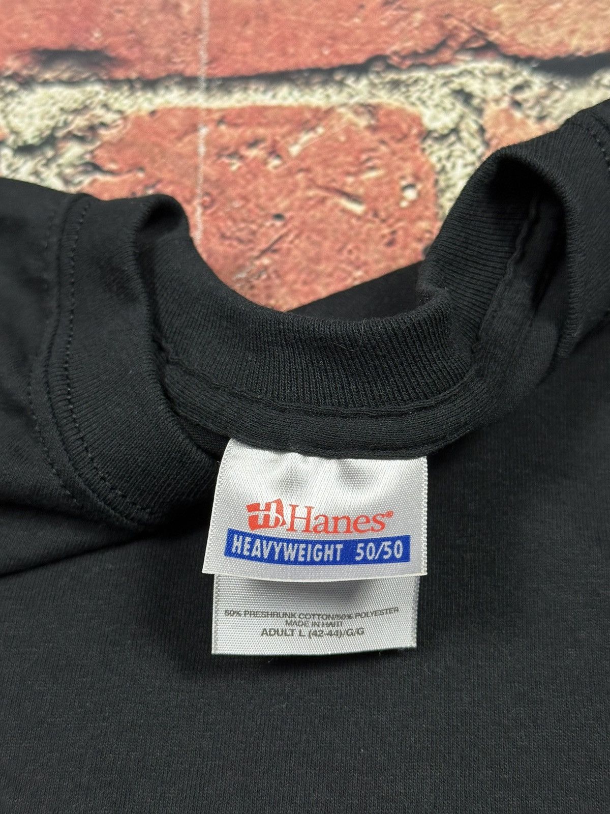 Hanes × Vintage Vintage Hanes Heavyweight 50/50 Black Blank T Shirt Y2K Size US L / EU 52-54 / 3 - 6 Thumbnail