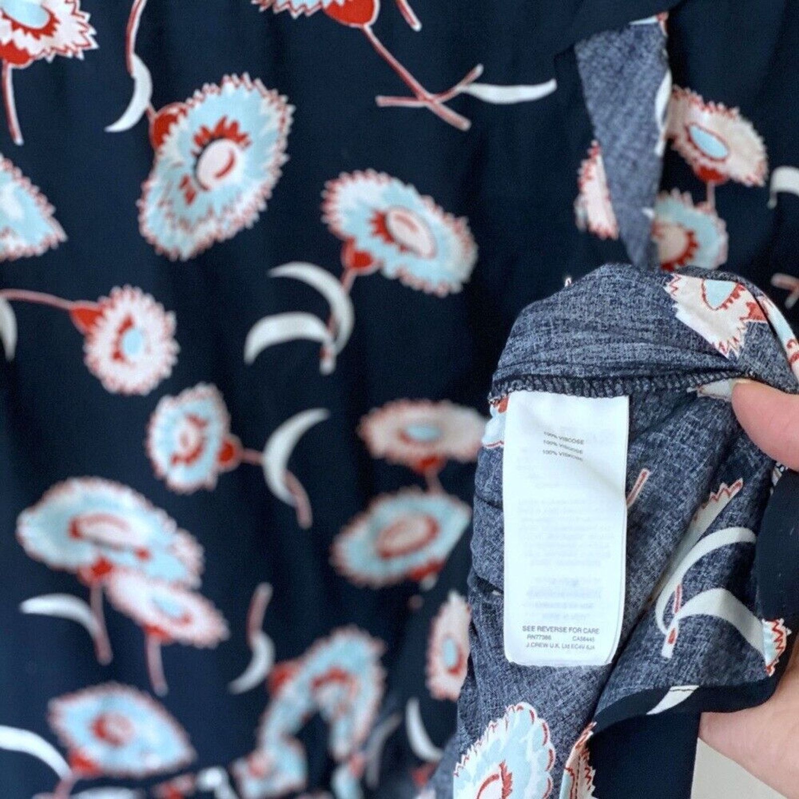 J.Crew J Crew Mercantile Navy Rust Faux Wrap Ruffle Mini Dress 00 Size XXS / US 00 / IT 34 - 4 Thumbnail