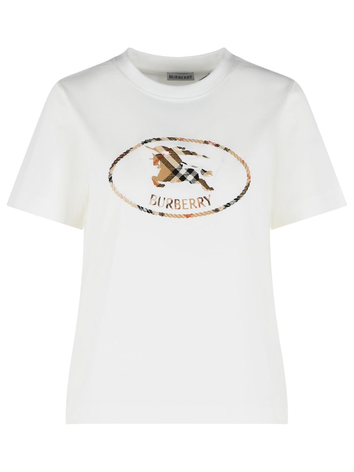Burberry BURBERRY 'Frankie' White Cotton T-Shirt Size S / US 4 / IT 40 - 1 Thumbnail
