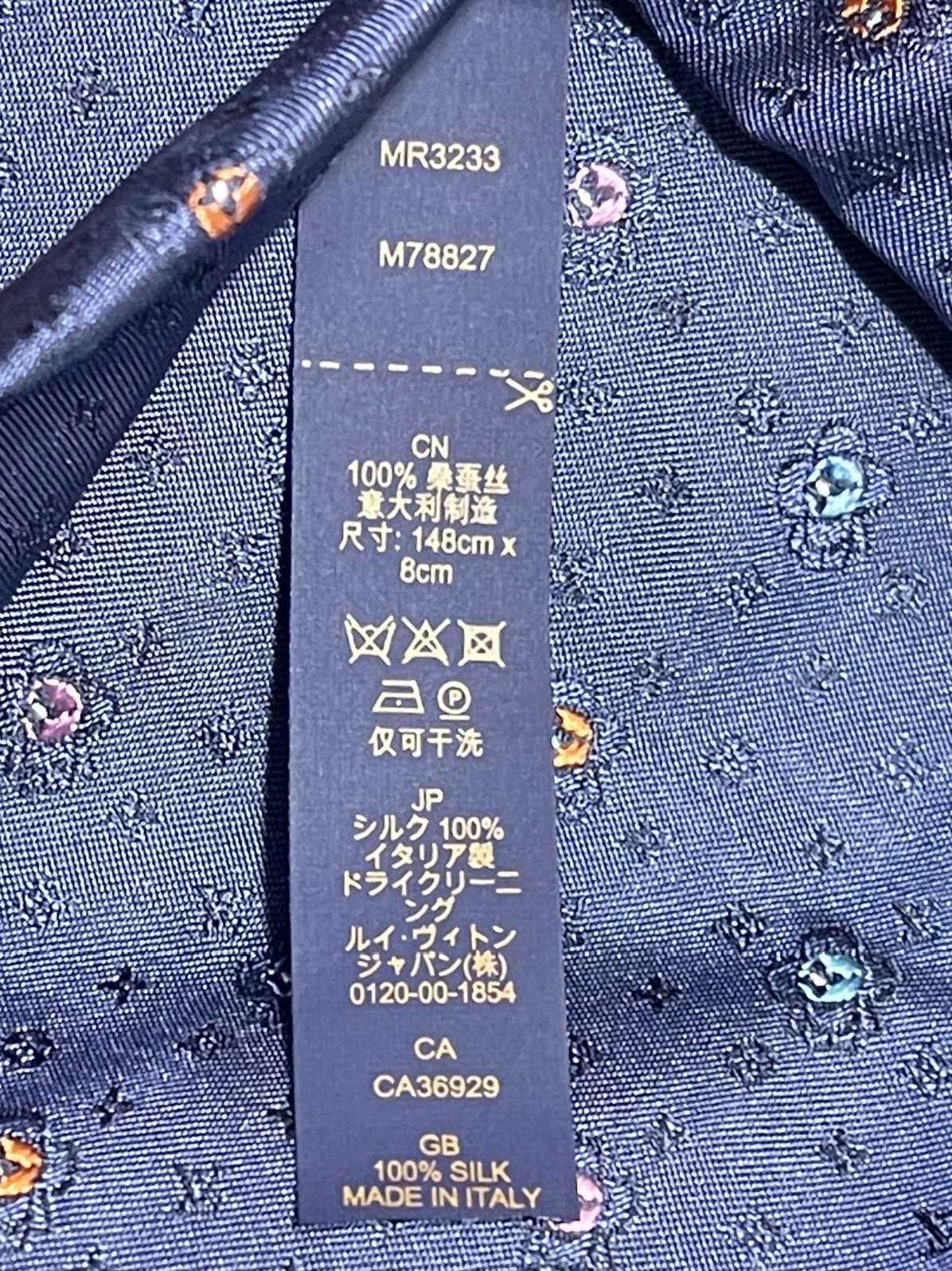 Louis Vuitton LV blue silk embroidery all over tie Size ONE SIZE - 5 Thumbnail