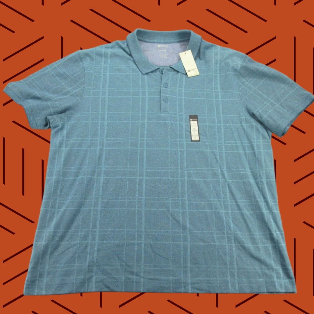 Haggar Polo Shirt Mens 2XL 2xl Blue Aqua Haze Short Sleeve Adult New, Men's (Size Xxl)