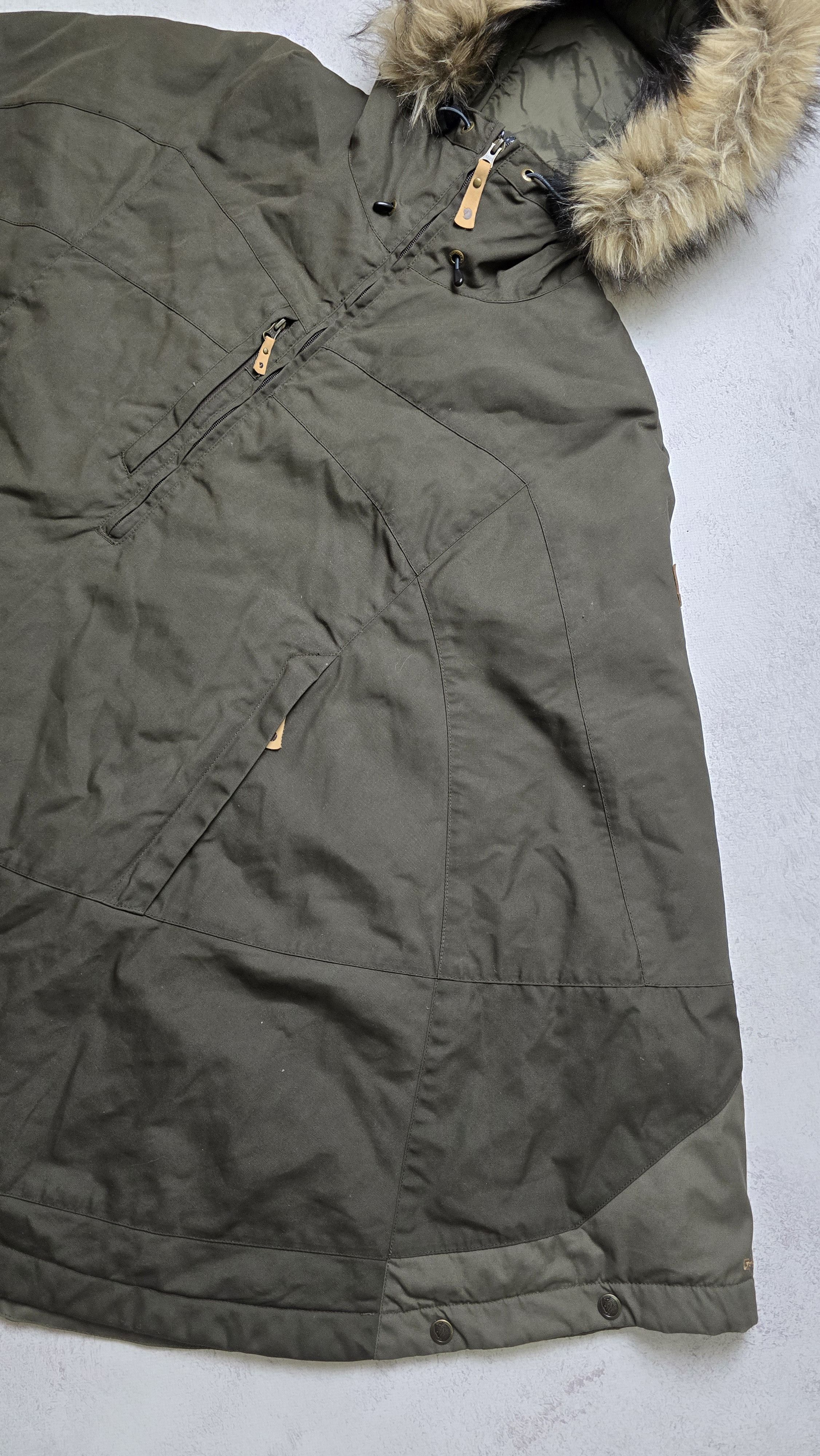 Fjallraven Luhkka Cape Jacket G-1000 Waxed Fur Hood Olive Poncho Size US S / EU 44-46 / 1 - 15 Thumbnail