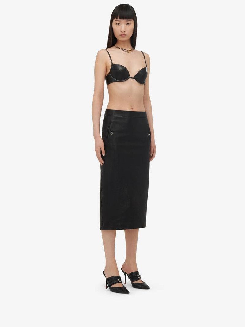Alexander McQueen o1srvl11e0326 Size: S / Leather Bra in Black Size ONE SIZE - 4 Thumbnail