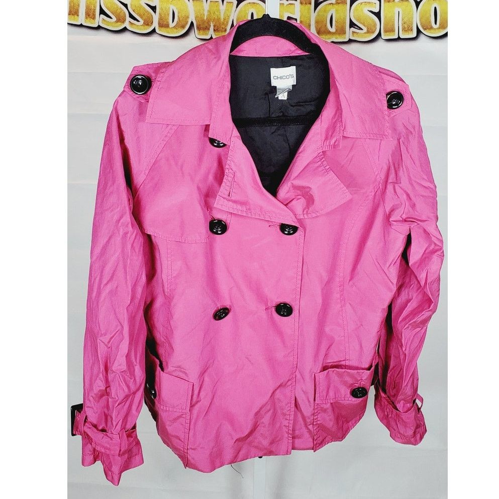 Chicos Chicos Pink Double Breasted Trench Coat Jacket Size 1 S Size S / US 4 / IT 40 - 1 Thumbnail