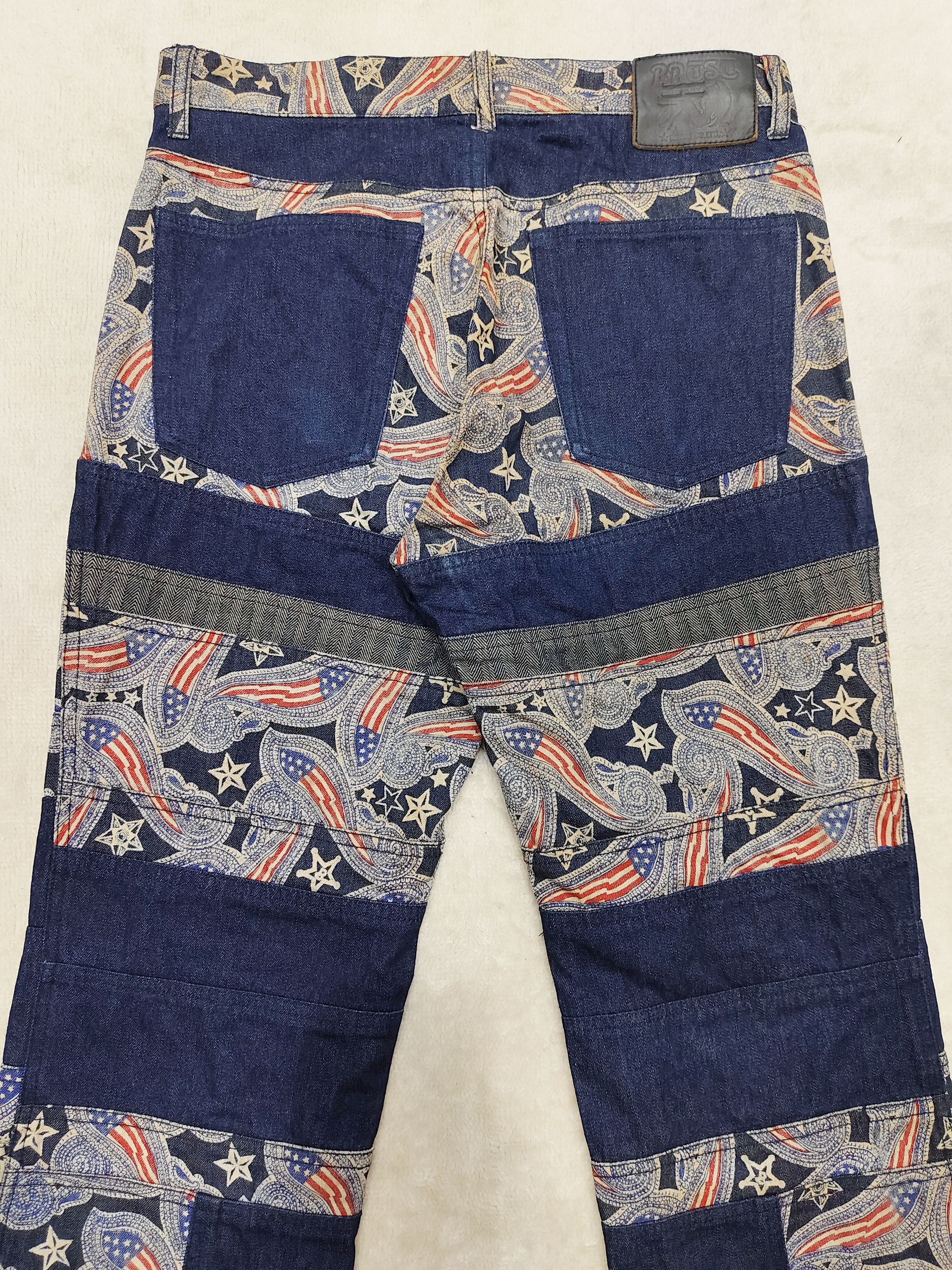 Japanese Brand 90s Batsu🇯🇵 Archive Paisley Graphic Panel Patchwork Jeans Size US 30 / EU 46 - 5 Thumbnail