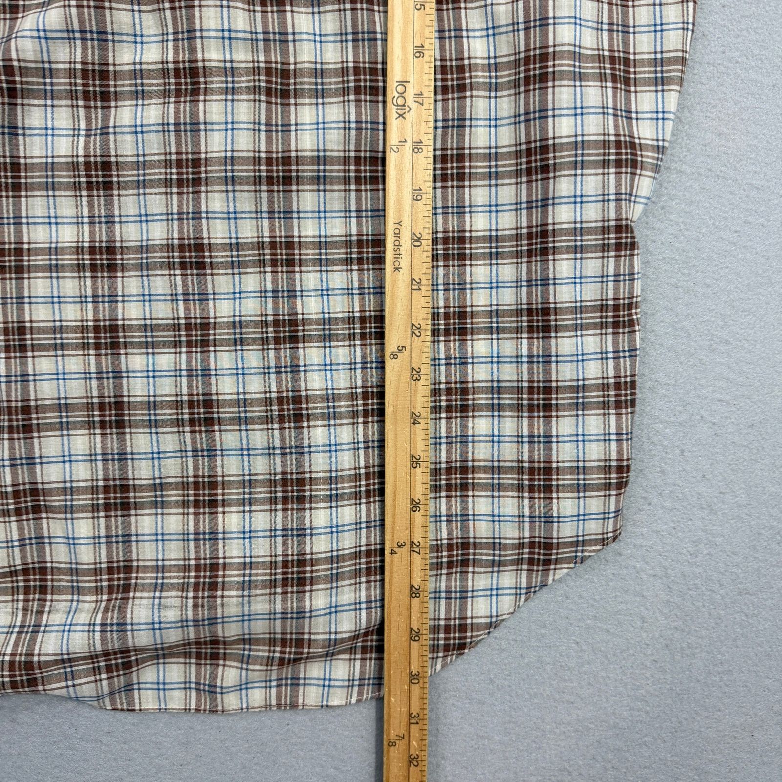 Vintage Vintage JCPenney Shirt Men's Large Brown Plaid Paper Thin Size US L / EU 52-54 / 3 - 10 Thumbnail