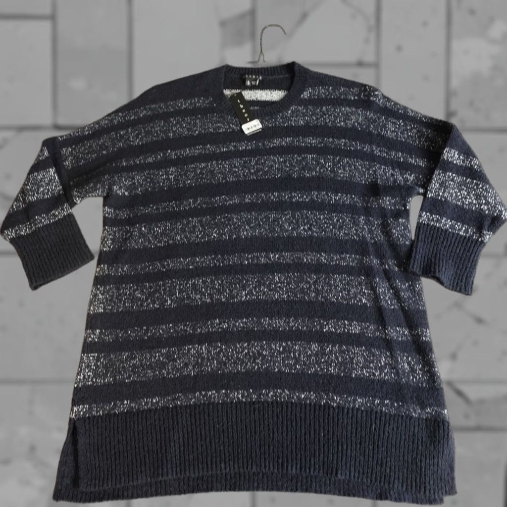 Theory VINTAGE Theory Womens Sweater Small Blue Striped Hesterly Calming Sea Cotton NEW Size S / US 4 / IT 40 - 1 Thumbnail