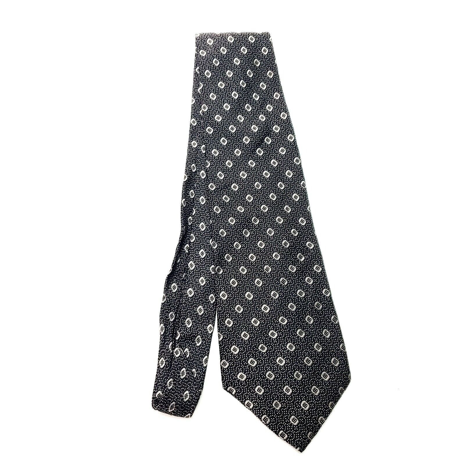 Vintage C. Dubya Black Silk Tie Woven Wide Geometric Size ONE SIZE - 6 Thumbnail