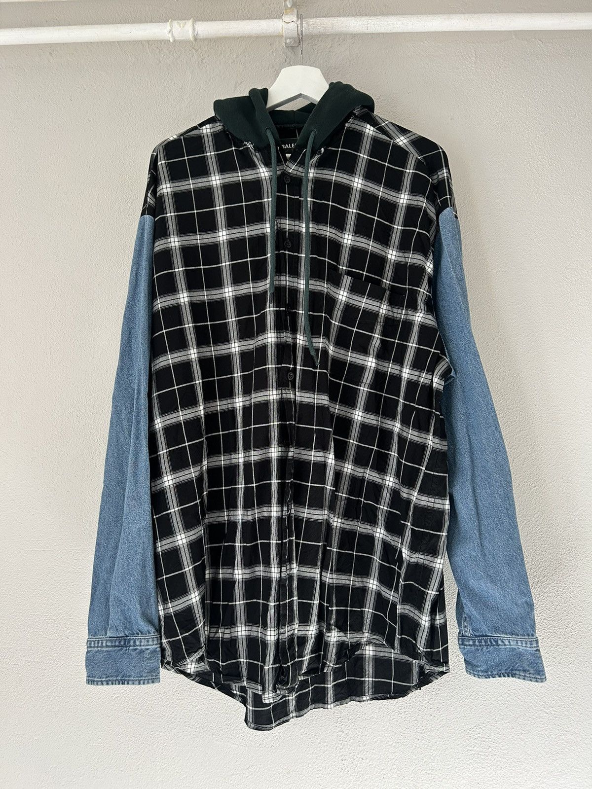 Balenciaga Layered Denim and Flannel Shirt w/ Removable Denim Vest Size US M / EU 48-50 / 2 - 14 Thumbnail