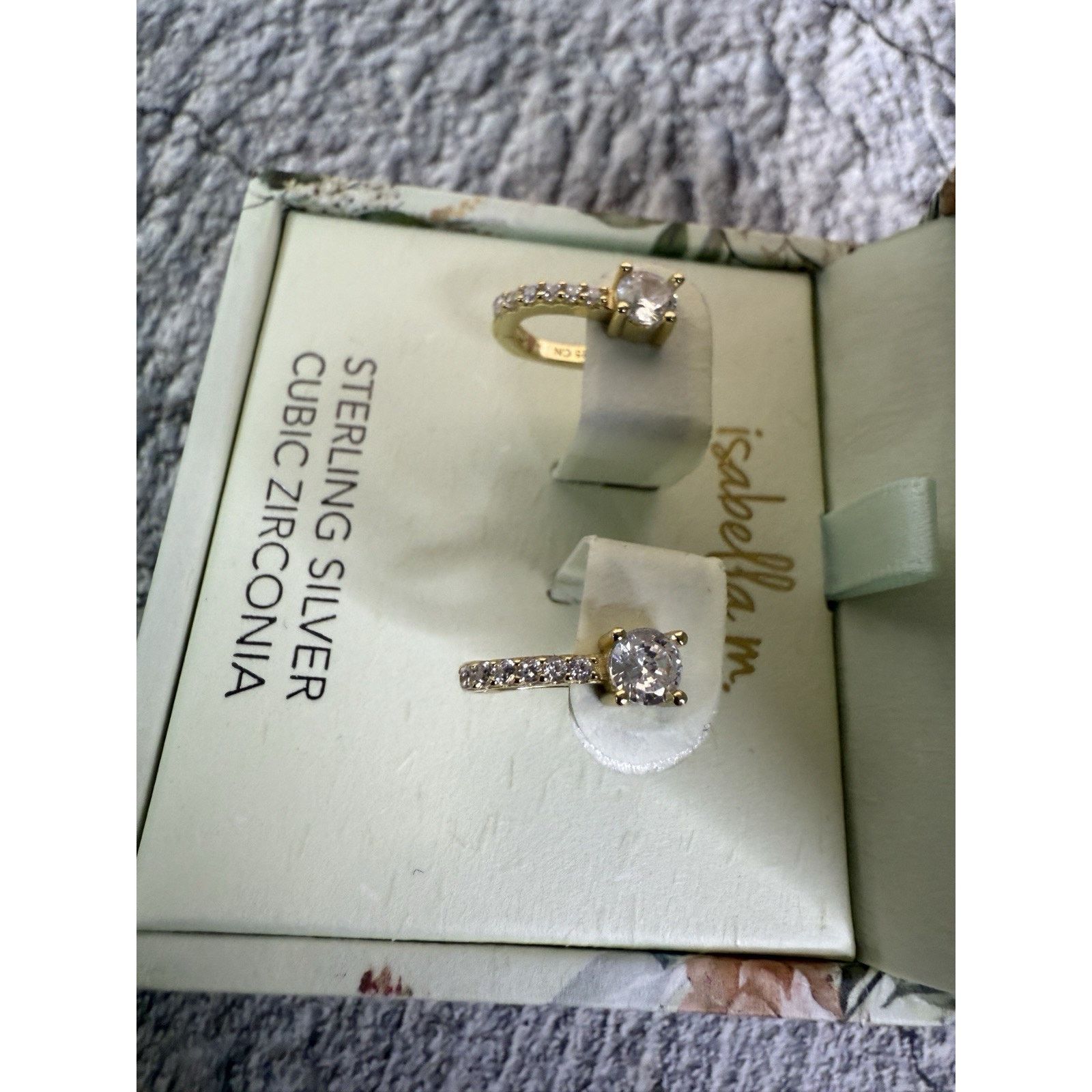 Sterling Silver Isabella M Sterling Silver Vermeil Cubic Zirconia Earrings Size ONE SIZE - 4 Thumbnail