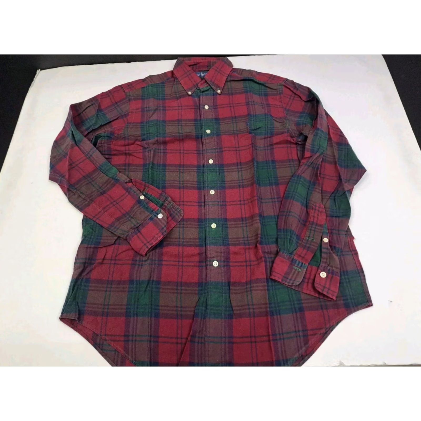 Ralph Lauren Ralph Lauren Mens Long Sleeve Maroon Plaid Flannel Shirt Size M #6284 Size US M / EU 48-50 / 2 - 2 Thumbnail