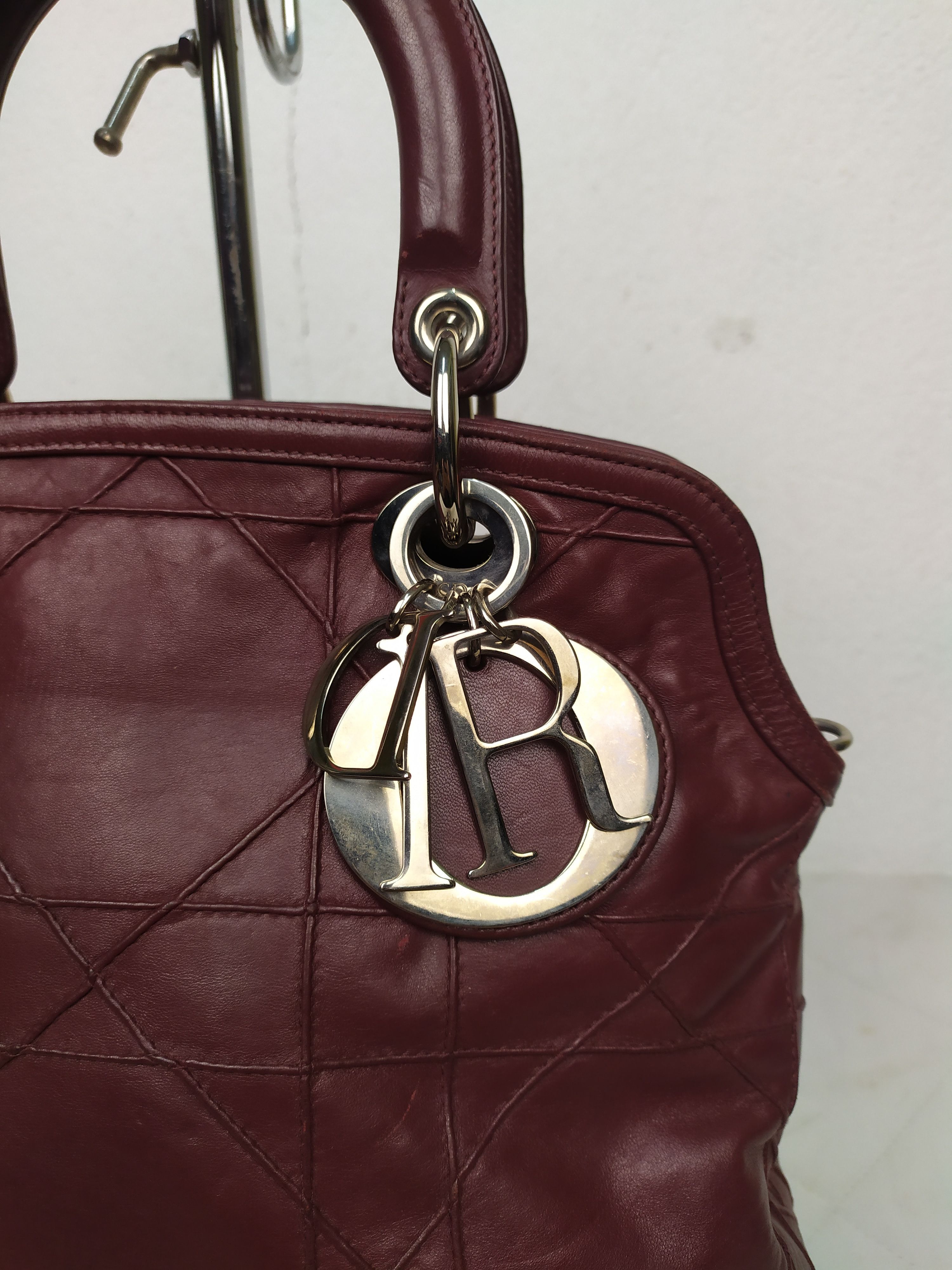 Dior Christian Dior Red Cannage Leather Lambskin Handbag Size ONE SIZE - 2 Thumbnail