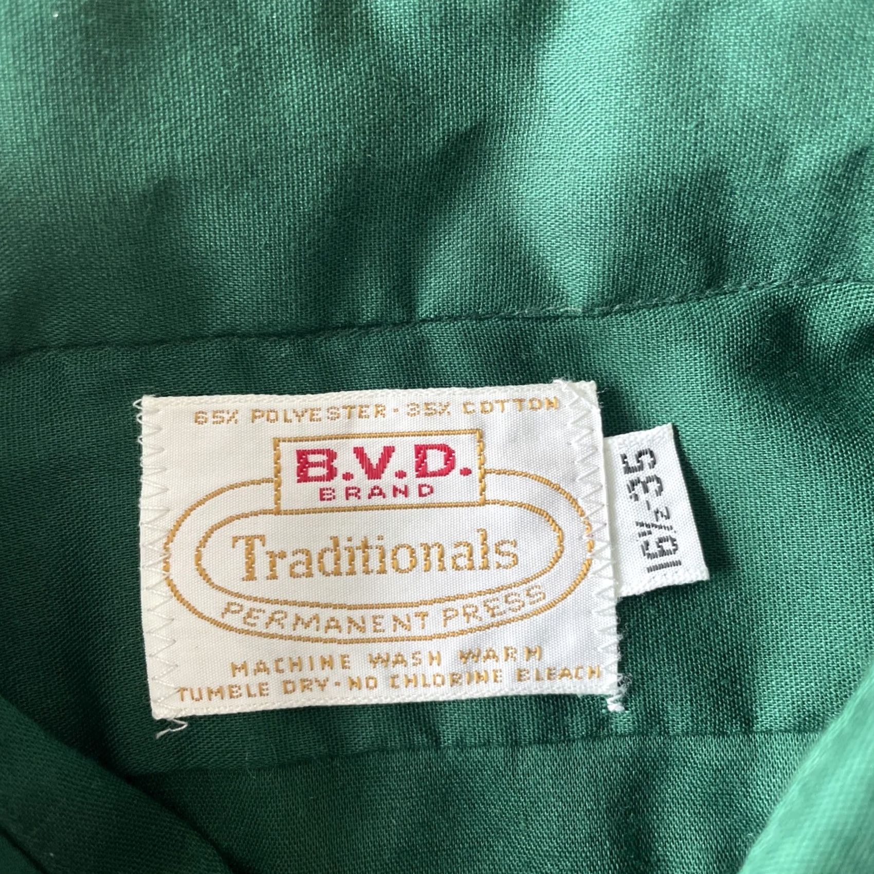 J Brand VINTAGE BVD Traditionals Rockabilly 1940s Mens Long Sleeve Button-Front Collar 16.5 35 Green 46 Chest M Size US M / EU 48-50 / 2 - 3 Thumbnail